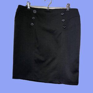 Studio 253 X-Large Black Midi Stretch Pencil Skirt Decorative Buttons